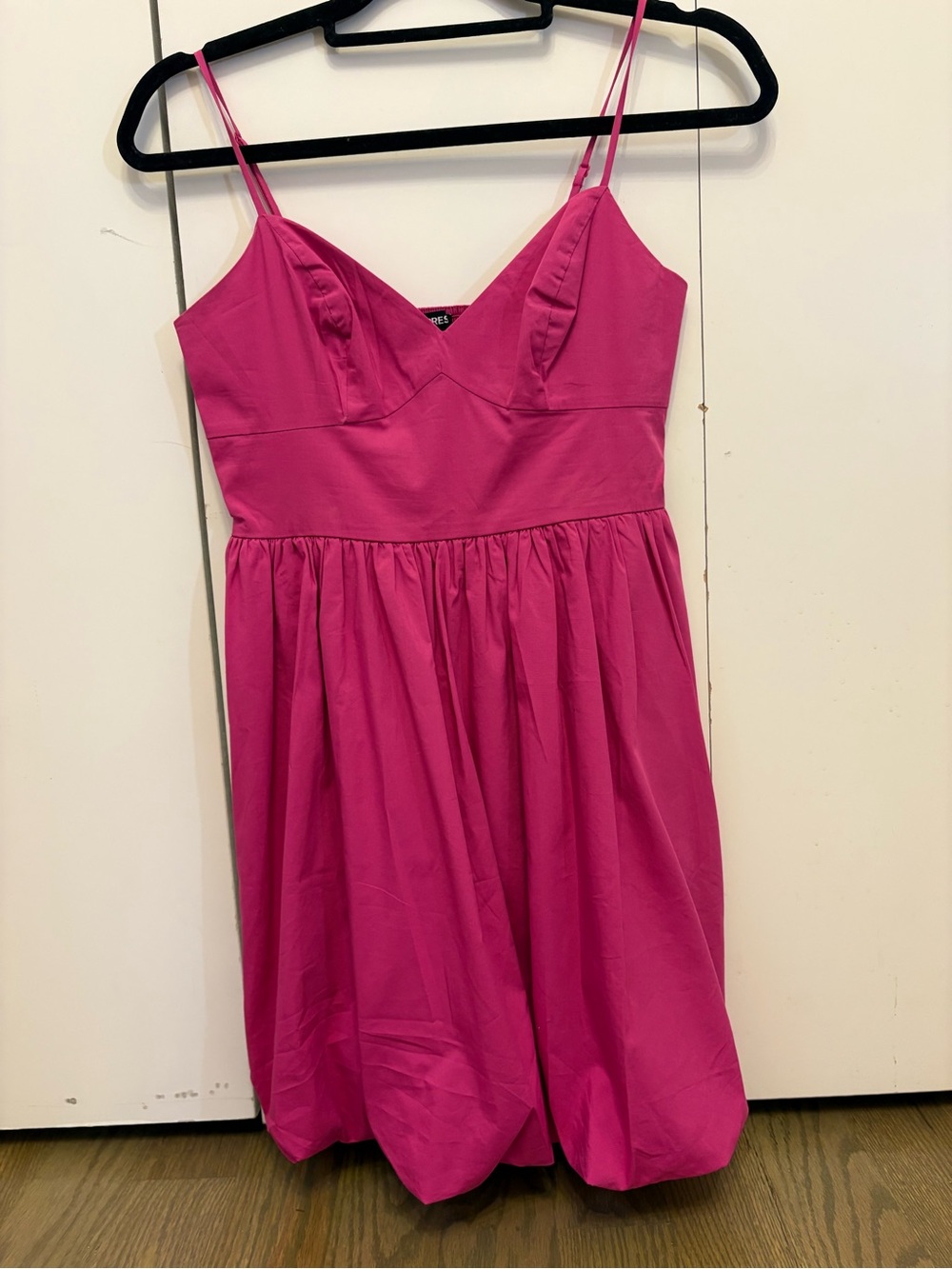 Bright Pink Spaghetti Strap Bubble Dress